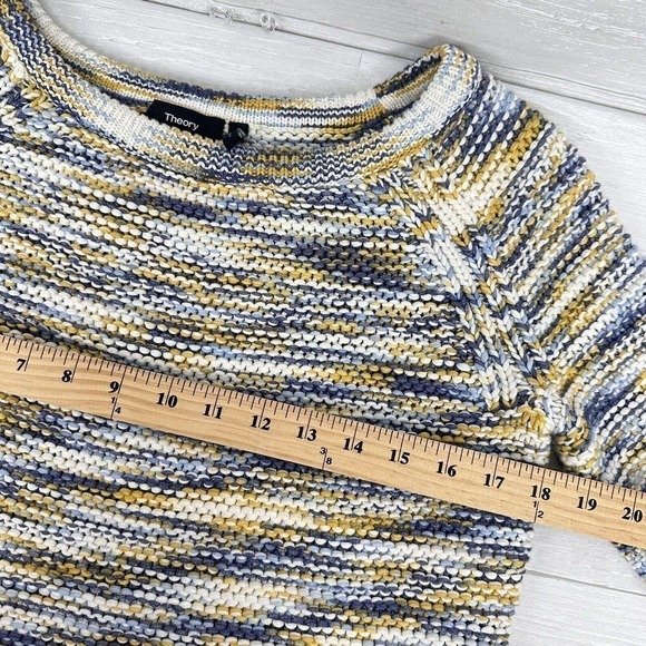 Theory Coella Knit Sweater Size Small Denim Mix Soft Chain Drawstring‎ Boatneck - Picture 13 of 16